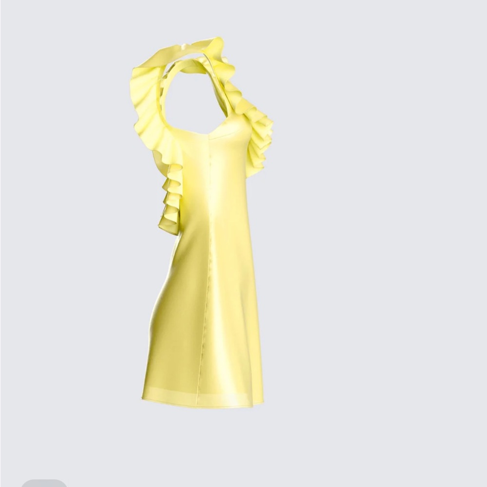 Yellow Ruffled Mini Dress - Picture 2 of 6